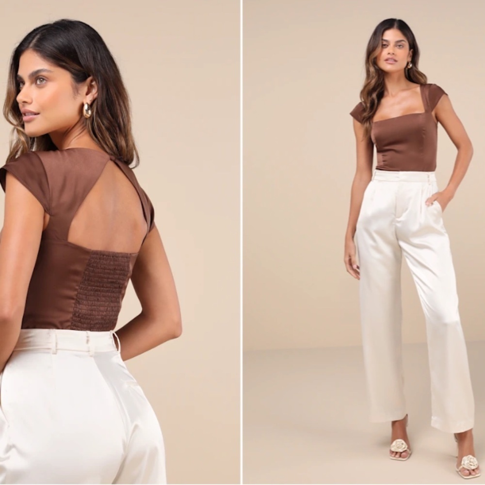 LULU's Sexy Romantic Chic Satin Office Strapless Date Night Party Bodysuit